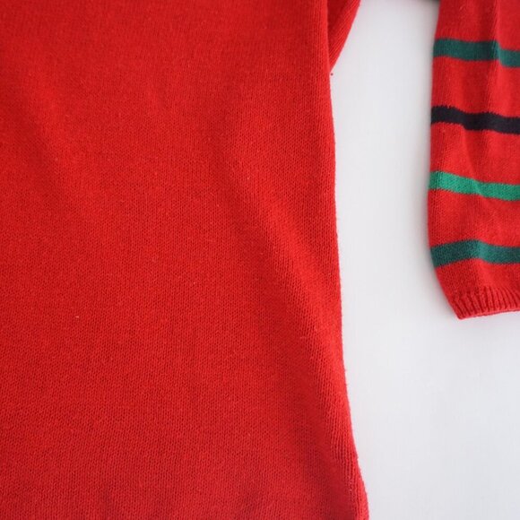 Vintage Merry Bright Red Embroidered Kissing Dogs Christmas Cheer Sweater PXL - Picture 5 of 12